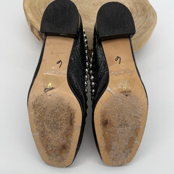 Zara Women's Black Leather Studded Block Heel Loafers Shoes Size 36 - Picture 8 of 9